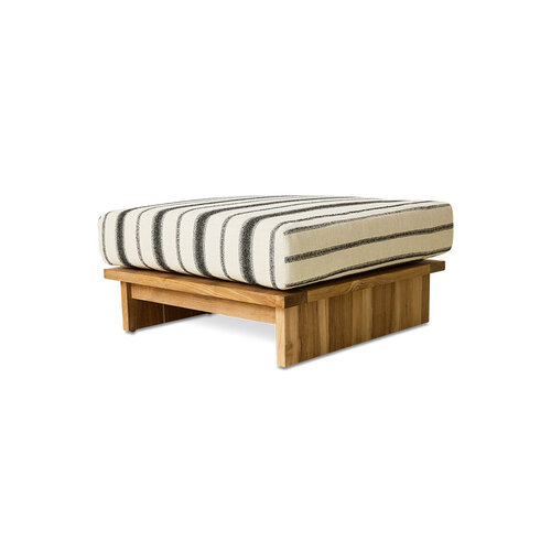 HKLiving Outdoor poef teak chalkstripe
