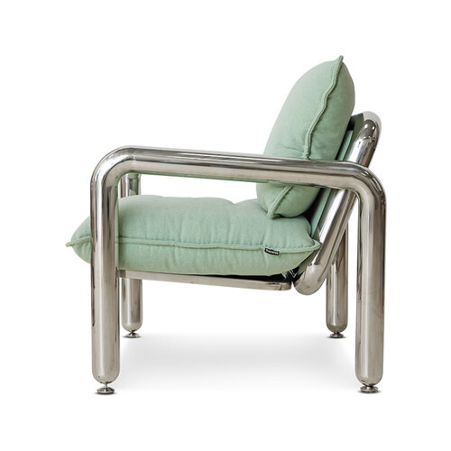 HKLiving Chrome lounge armchair canvas mint HKLiving Chrome lounge armchair canvas mint