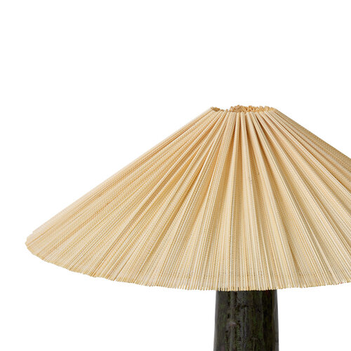 HKLiving Column tafellamp voet lime lampenkap plissé ivory