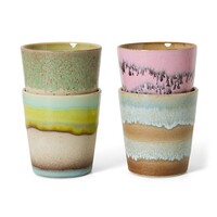 70s koffiekopjes pop art - set van 4