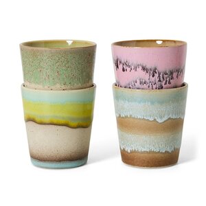 HKLiving 70s koffiekopjes pop art - set van 4
