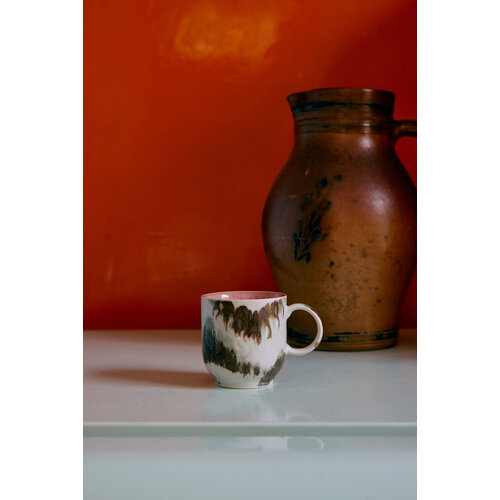 HKLiving 70s café koffiekopjes met oor abstract - set van 4