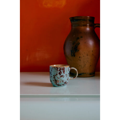 HKLiving 70s café koffiekopjes met oor abstract - set van 4