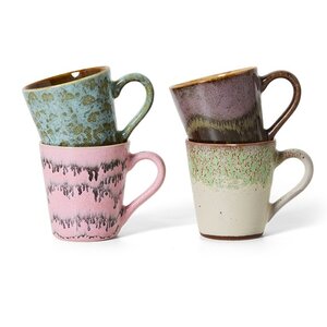 HKLiving 70s tasses à espresso brutalism - lot de 4