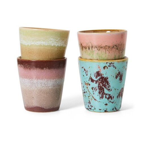 HKLiving 70s ristretto kopjes futurism - set van 4