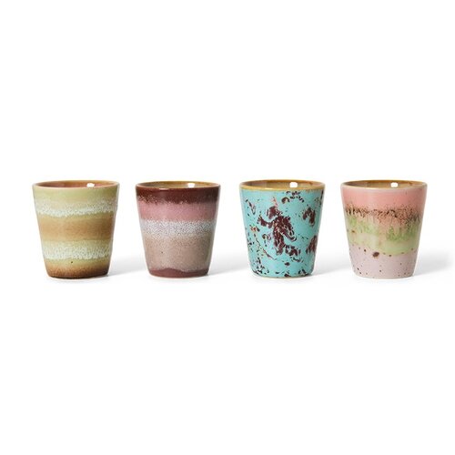 HKLiving 70s ristretto kopjes futurism - set van 4