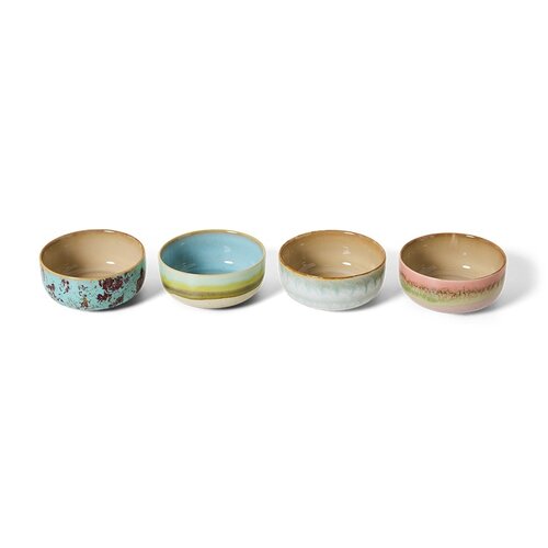 HKLiving 70s dessert bowls impression - set van 4