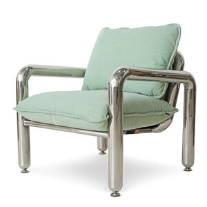 HKLiving Chrome lounge armchair canvas mint HKLiving Chrome lounge armchair canvas mint
