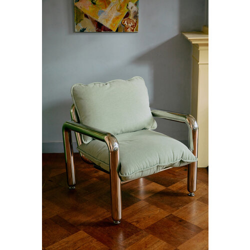 HKLiving Chrome lounge armchair canvas mint HKLiving Chrome lounge armchair canvas mint
