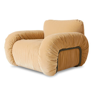 HKLiving Arc fauteuil lounge cadre ash royal velvet cream