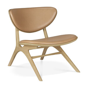 Ethnicraft Eye lounge chair eik gestoffeerd Sienna leather
