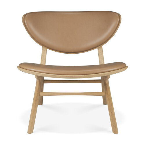 Ethnicraft Eye lounge chair eik gestoffeerd Sienna leather