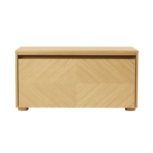 Umage Hideaway banc de rangement en chêne - porte abattante en bois avec motif