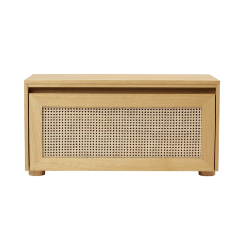 Umage Hideaway opbergbank eik - webbing klapdeur Umage Hideaway opbergbank eik - webbing klapdeur