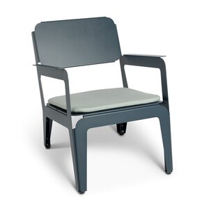 Weltevree Bended chaise lounge gris-bleu avec coussin gris inclus