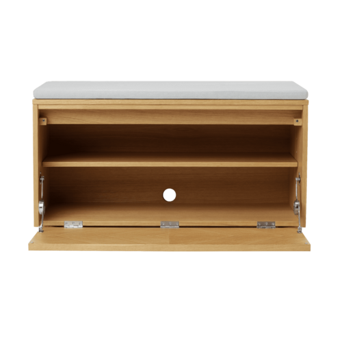 Umage Hideaway opbergbank eik – houten klapdeur met patroon - sterling Cushion Umage Hideaway opbergbank eik – houten klapdeur met patroon - sterling Cushion