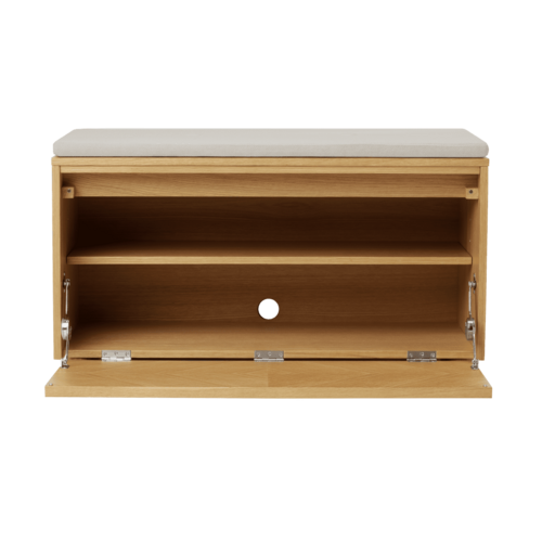 Umage Hideaway opbergbank eik – houten klapdeur met patroon - white sands kussen Umage Hideaway opbergbank eik – houten klapdeur met patroon - white sands kussen