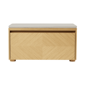 Umage Hideaway opbergbank eik – houten klapdeur met patroon - white sands kussen Umage Hideaway opbergbank eik – houten klapdeur met patroon - white sands kussen
