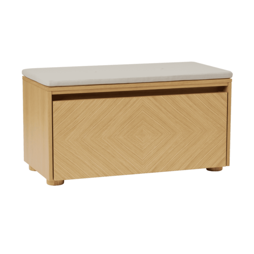 Umage Hideaway opbergbank eik – houten klapdeur met patroon - white sands kussen Umage Hideaway opbergbank eik – houten klapdeur met patroon - white sands kussen