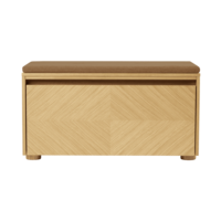 Hideaway opbergbank eik – houten klapdeur met patroon - sugar brown kussen