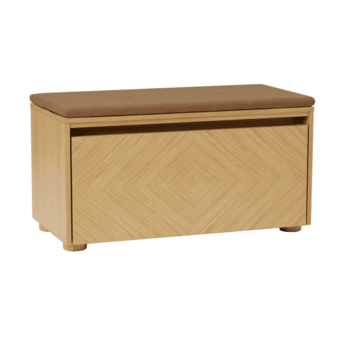 Umage Hideaway opbergbank eik – houten klapdeur met patroon - sugar brown kussen Umage Hideaway opbergbank eik – houten klapdeur met patroon - sugar brown kussen