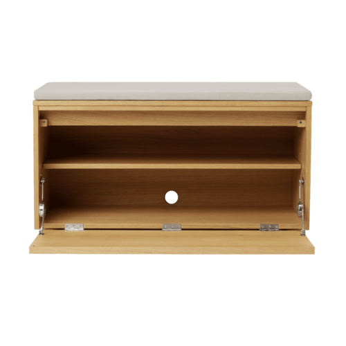 Umage Hideaway opbergbank eik – houten klapdeur - white sand kussen