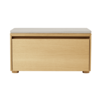 Hideaway opbergbank eik – houten klapdeur - white sand kussen