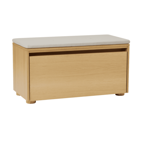 Umage Hideaway opbergbank eik – houten klapdeur - white sand kussen
