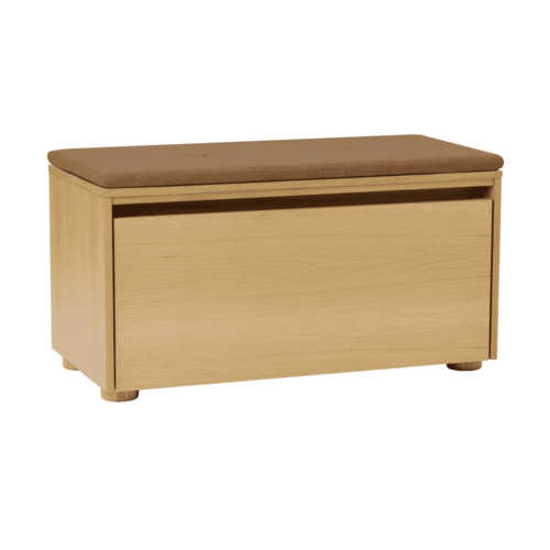 Umage Hideaway opbergbank eik – houten klapdeur – sugar brown kussen Umage Hideaway opbergbank eik – houten klapdeur – sugar brown kussen