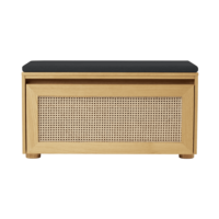 Hideaway opbergbank eik – webbing klapdeur - shadow kussen