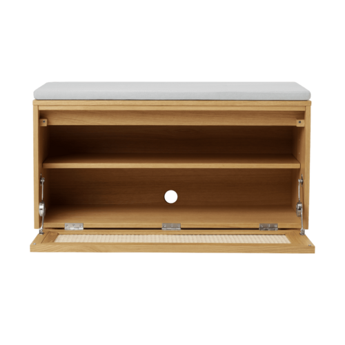 Umage Hideaway opbergbank eik – webbing klapdeur - Sterling kussen Umage Hideaway opbergbank eik – webbing klapdeur - Sterling kussen