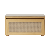 Hideaway opbergbank eik – webbing klapdeur - white sand kussen