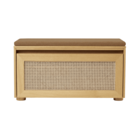 Hideaway opbergbank eik – webbing klapdeur - sugar brown kussen