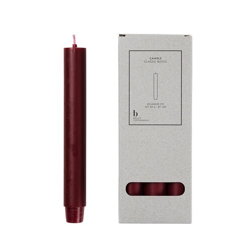 Broste Copenhagen Kaars klassiek rustiek Burgundy 26mm x 20 cm - set van 6