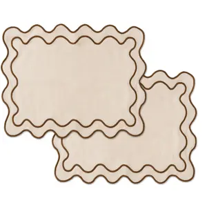 Kulu Club Wavy placemats beige/bruin linnenmix - set van 2
