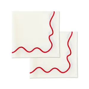 Kulu Club Wavy servetten creme linnenmix - set van 2