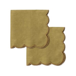 Kulu Club Scallop serviettes vert olive - lot de 2