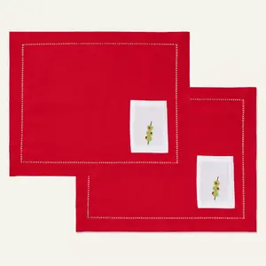 Kulu Club Placemats met bestekzakje rood - set van 2
