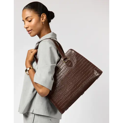O My Bag Blair handtas - Chocolate Croco Leather O My Bag Blair handtas - Chocolate Croco Leather