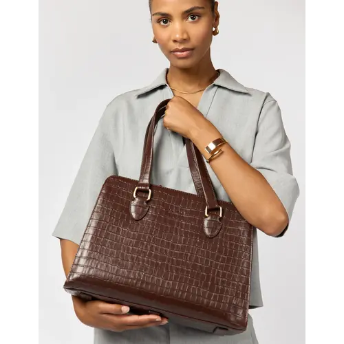 O My Bag Blair handtas - Chocolate Croco Leather O My Bag Blair handtas - Chocolate Croco Leather