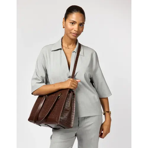 O My Bag Blair handtas - Chocolate Croco Leather O My Bag Blair handtas - Chocolate Croco Leather