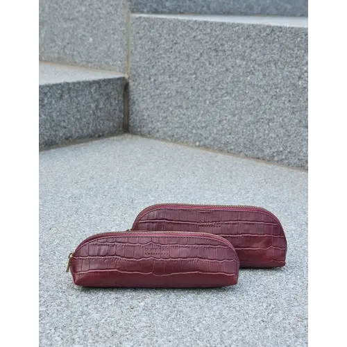 O My Bag Pennenzak small croco leer - Dark Cherry