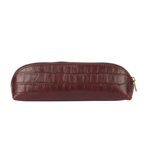 O My Bag Pennenzak small croco leer - Dark Cherry