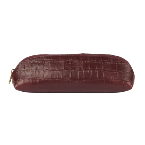 O My Bag Pennenzak small croco leer - Dark Cherry