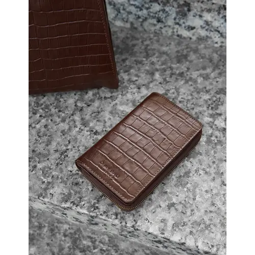 O My Bag Jett portefeuille -  croco print leder chocoladebruin