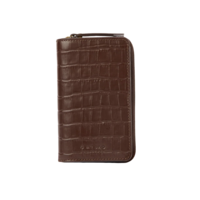 Jett portefeuille - cuir croco print brun chocolat