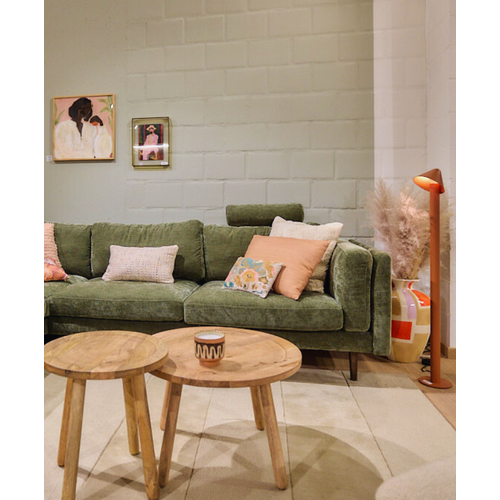 Sits Sigge hoeksofa stof wildflower forest green - poten 141 walnut