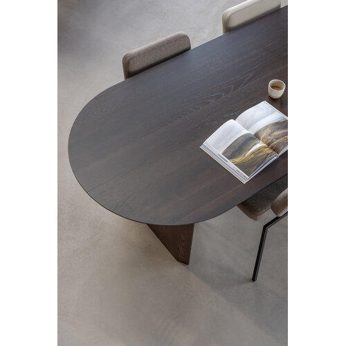 Studio Henk Plat ovaal eettafel Slot onderstel - gerookt eiken gebeitst 300 x 100