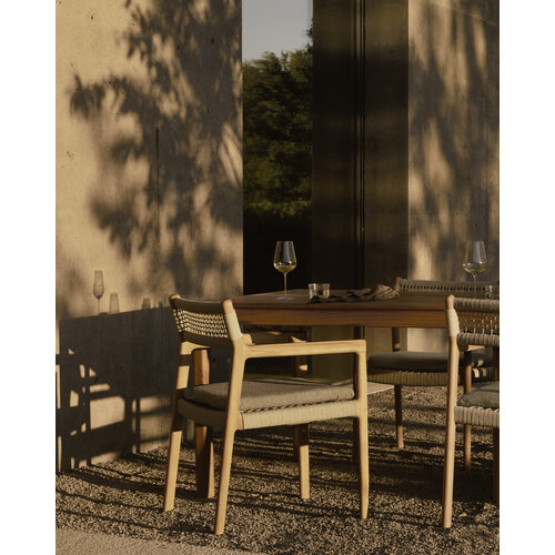 Ethnicraft Jack Woven tuinstoel met armleuningen teak beige koord inclusief kussen silt