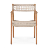 Jack Woven tuinstoel met armleuningen teak beige koord zonder kussen